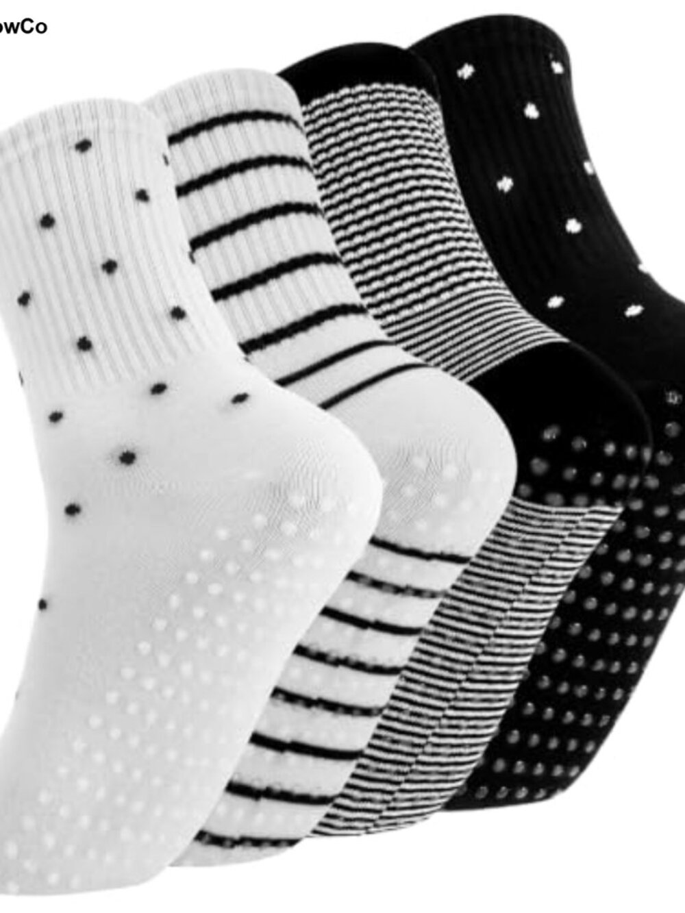 Pilates Grip Socks Women 4 Pairs Silicone Dots Non-Slip Yoga Barre